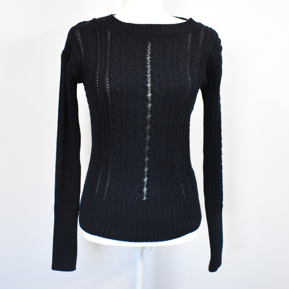 J. Crew Navy Blue Cotton Knit Sweater Top XS